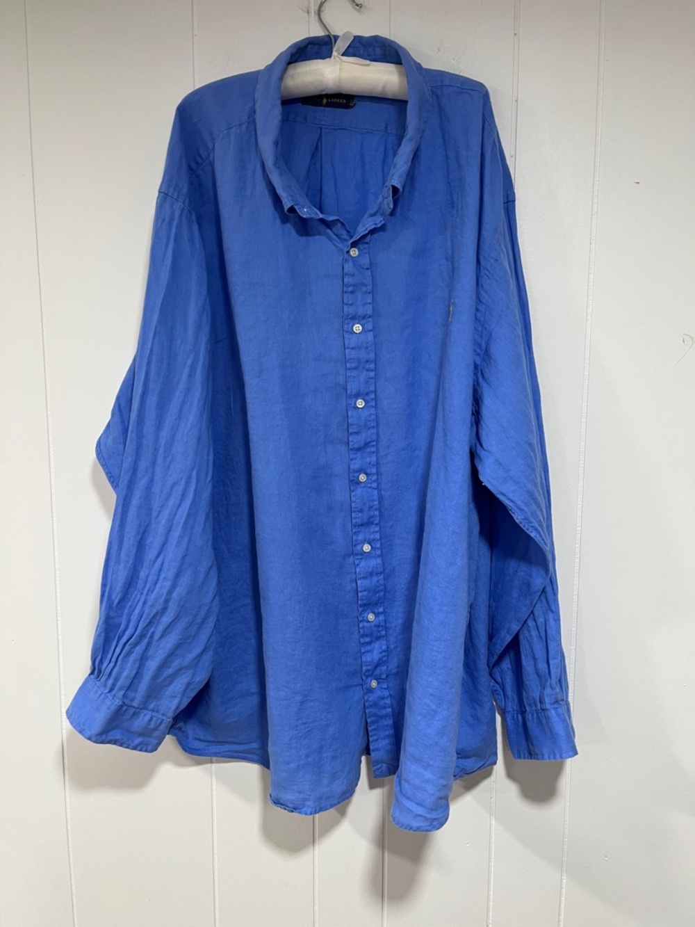 Ralph Lauren 100% Linen Button Down Shirt Long Sleeve Pony Logo Big Tall 5XL